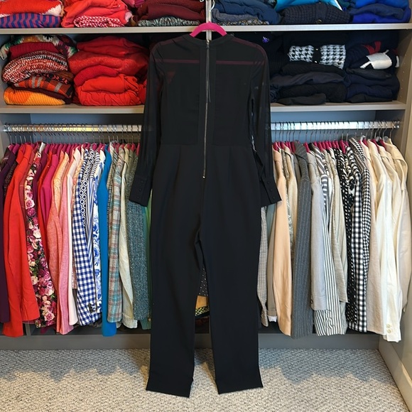 Rachel Roy Collection black semi sheer long sleeve 2 pocket jumpsuit size 2 - Picture 4 of 4